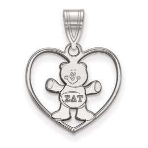 Sterling Silver Sigma Delta Tau Heart Pendant